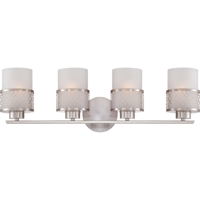 Nuvo Lighting 60/4684  Fusion - 4 Light Vanity Fixture with Frosted Glass in Brushed Nickel Finish